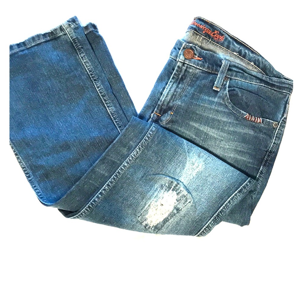 Distressed boot cut jeans